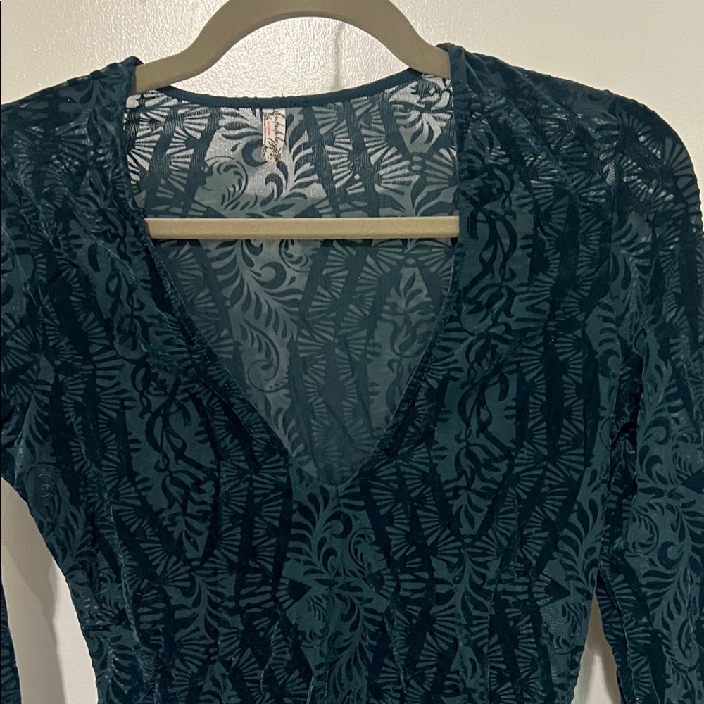 Free People Deep Green Lace Bodysuit